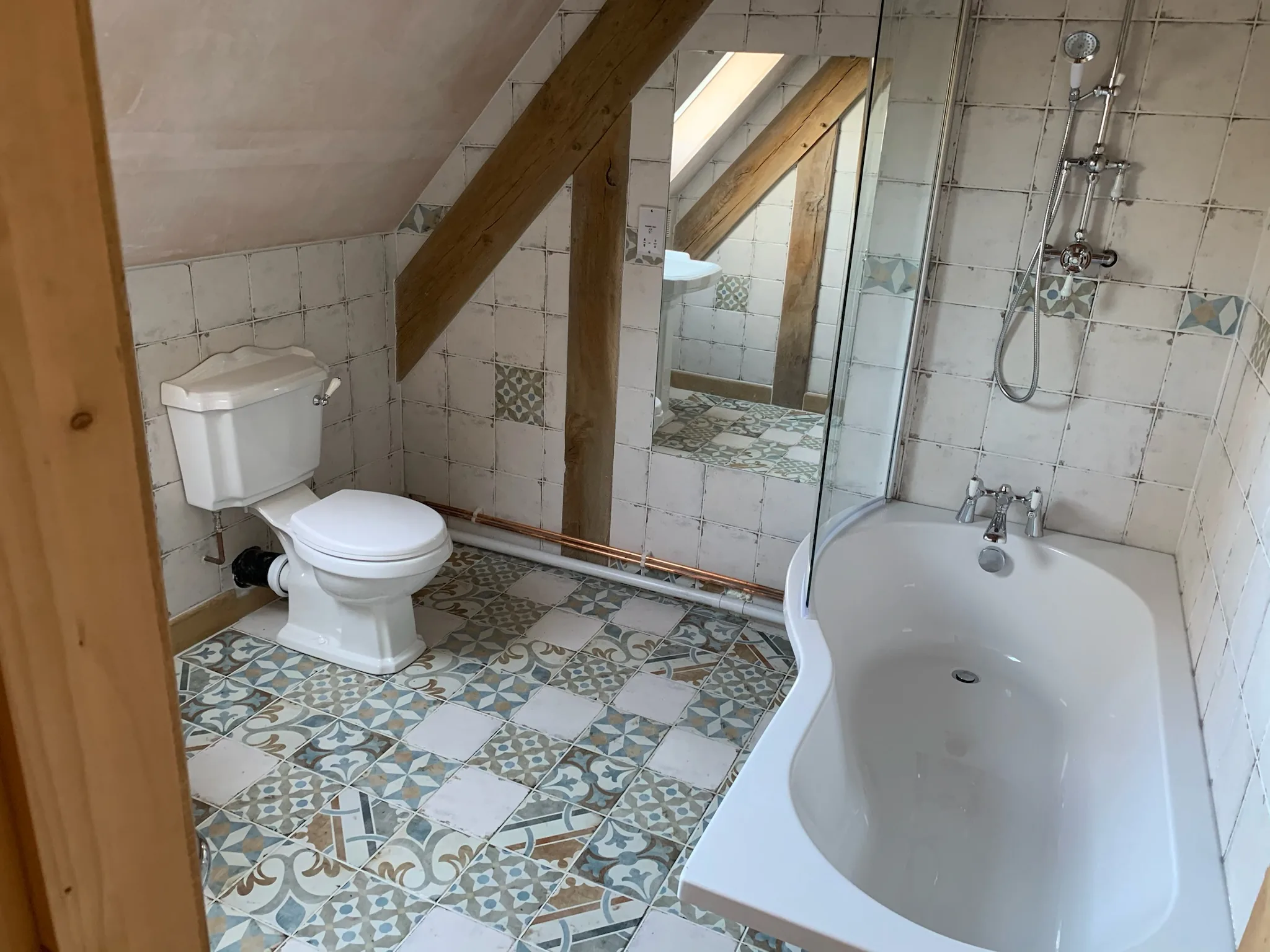 Bathroom with freestanding bath